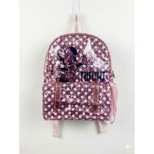 Disney Minnie Mouse Pink Sequin Polka Dot Backpack Clear Overlay Girls School